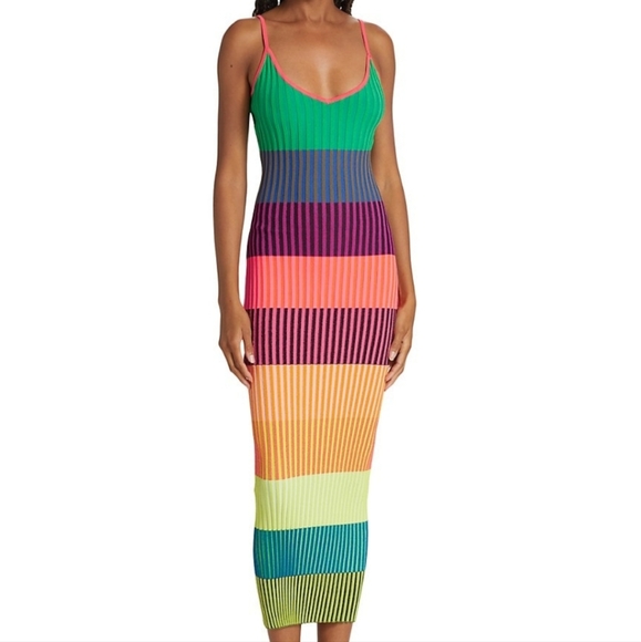 Christopher John Rogers Two-Piece Colorblock Rib-Knit Tank Dress & Bolero Set XS - Picture 6 of 10